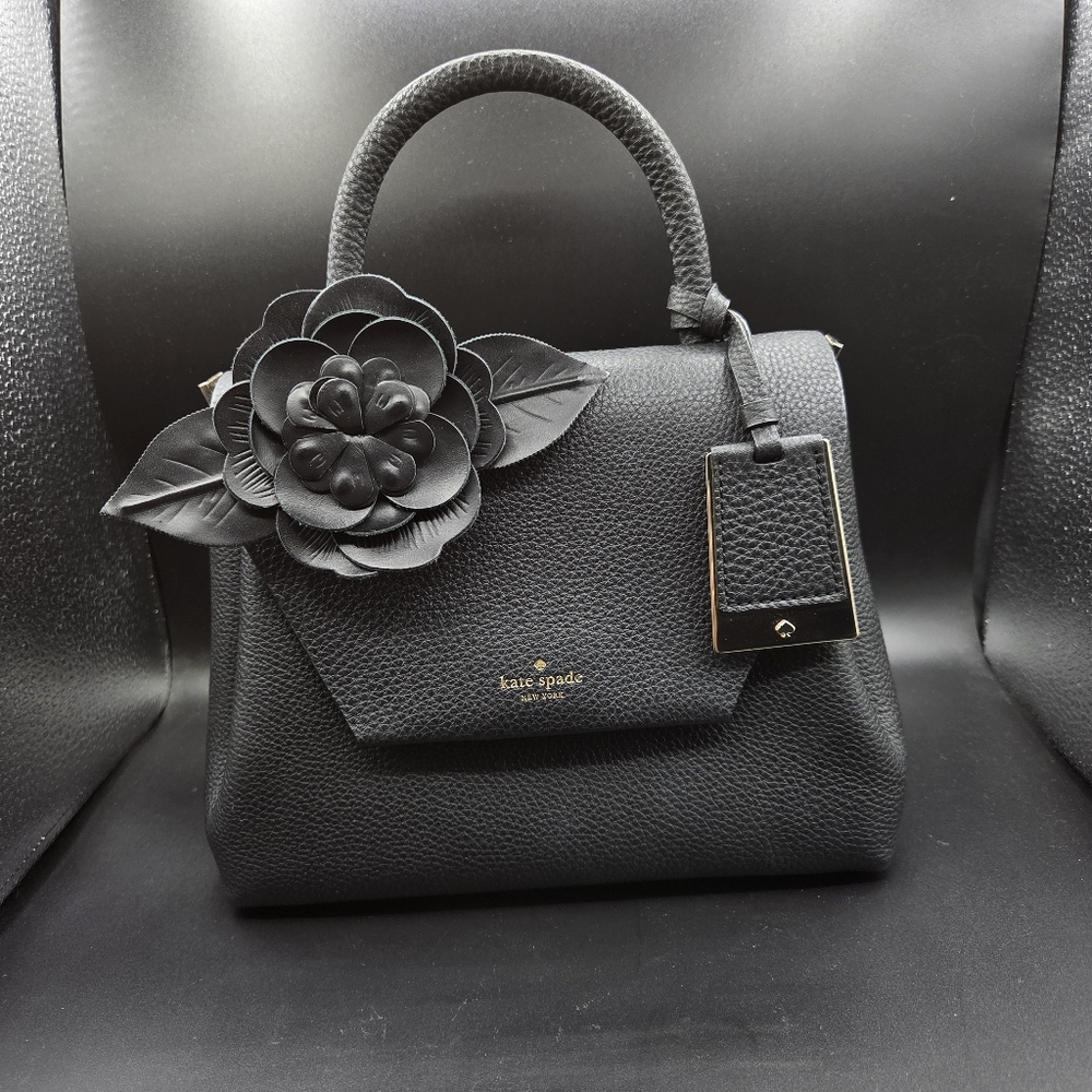 Kate Spade Black Leather Handbag with Gold Accent - Picture 2 of 13